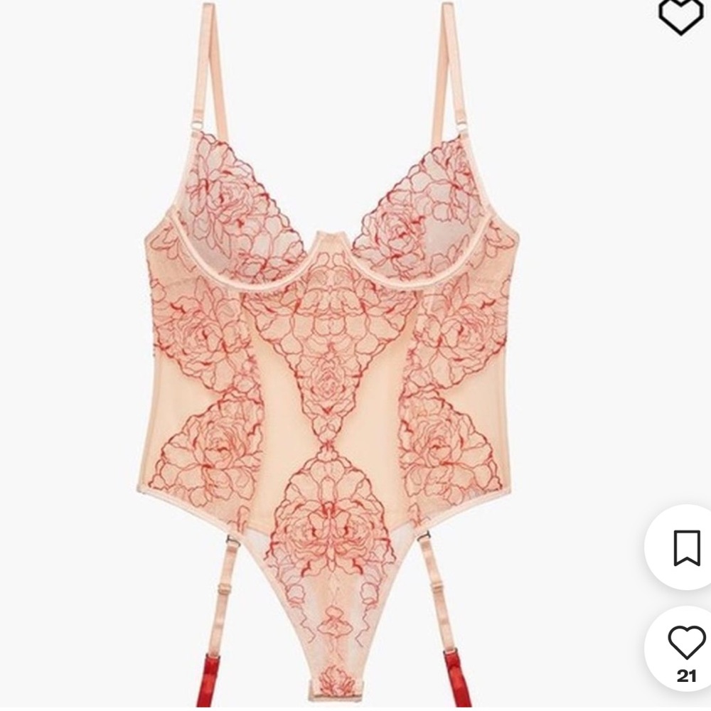Savage X Fenty Red and Cream Bra with Underwire Support